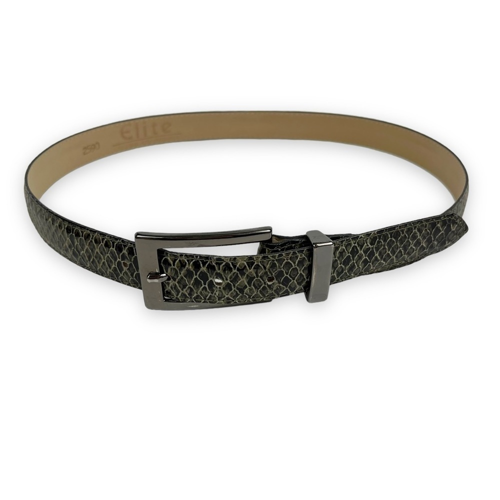 ELITE Fresno Belt Womens Medium Green Black Snake Embossed Vintage